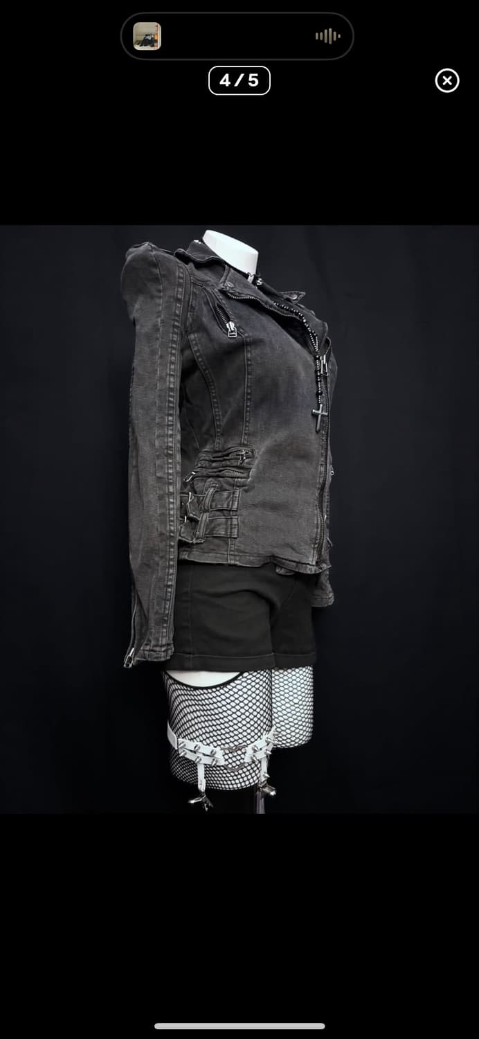 아케호무 666 빈티지 긱시크 펑크 흑청자켓 상품이미지5