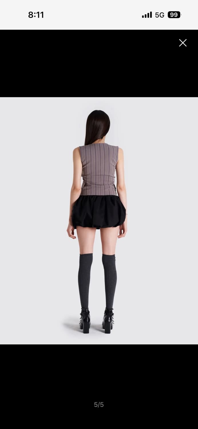 시오 브이넥 버튼 스트라이프 베스트 베이지 상품이미지3