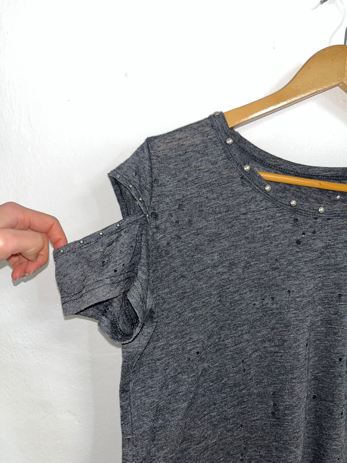 •00‘s P2K 소매 슬릿 스터드 반팔 티셔츠 상품이미지6