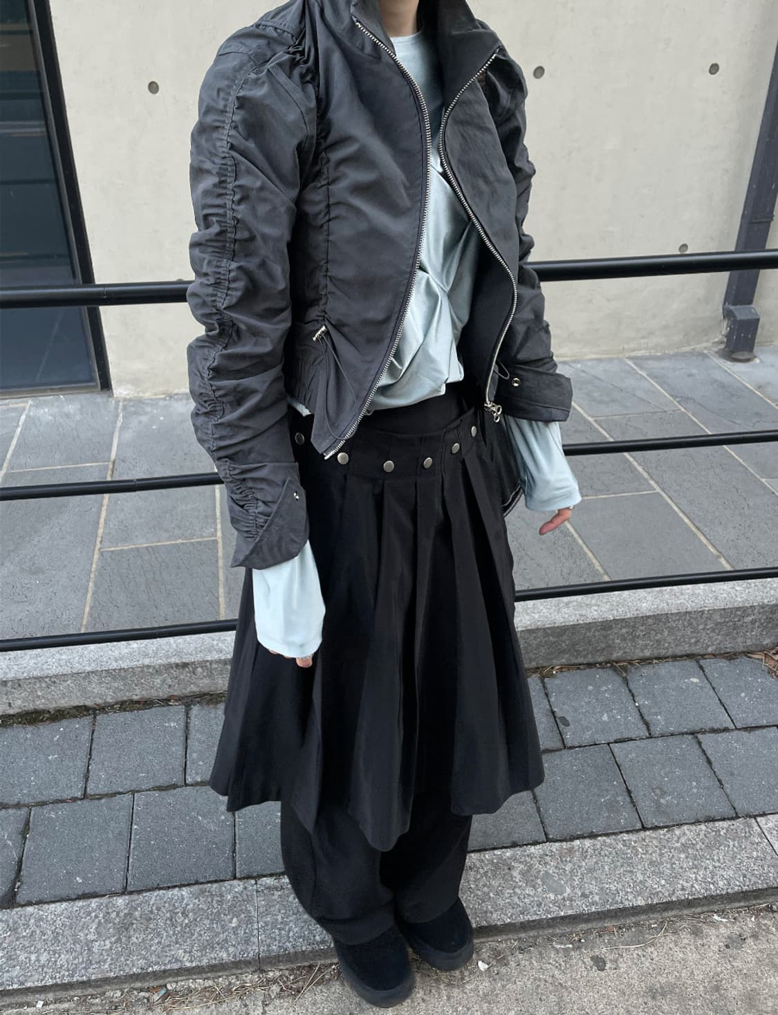 언발란스 버튼 랩스커트 상품이미지1