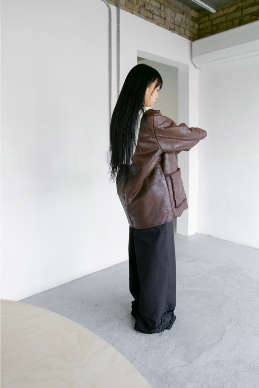 무스탕 하프 코트 상품이미지5