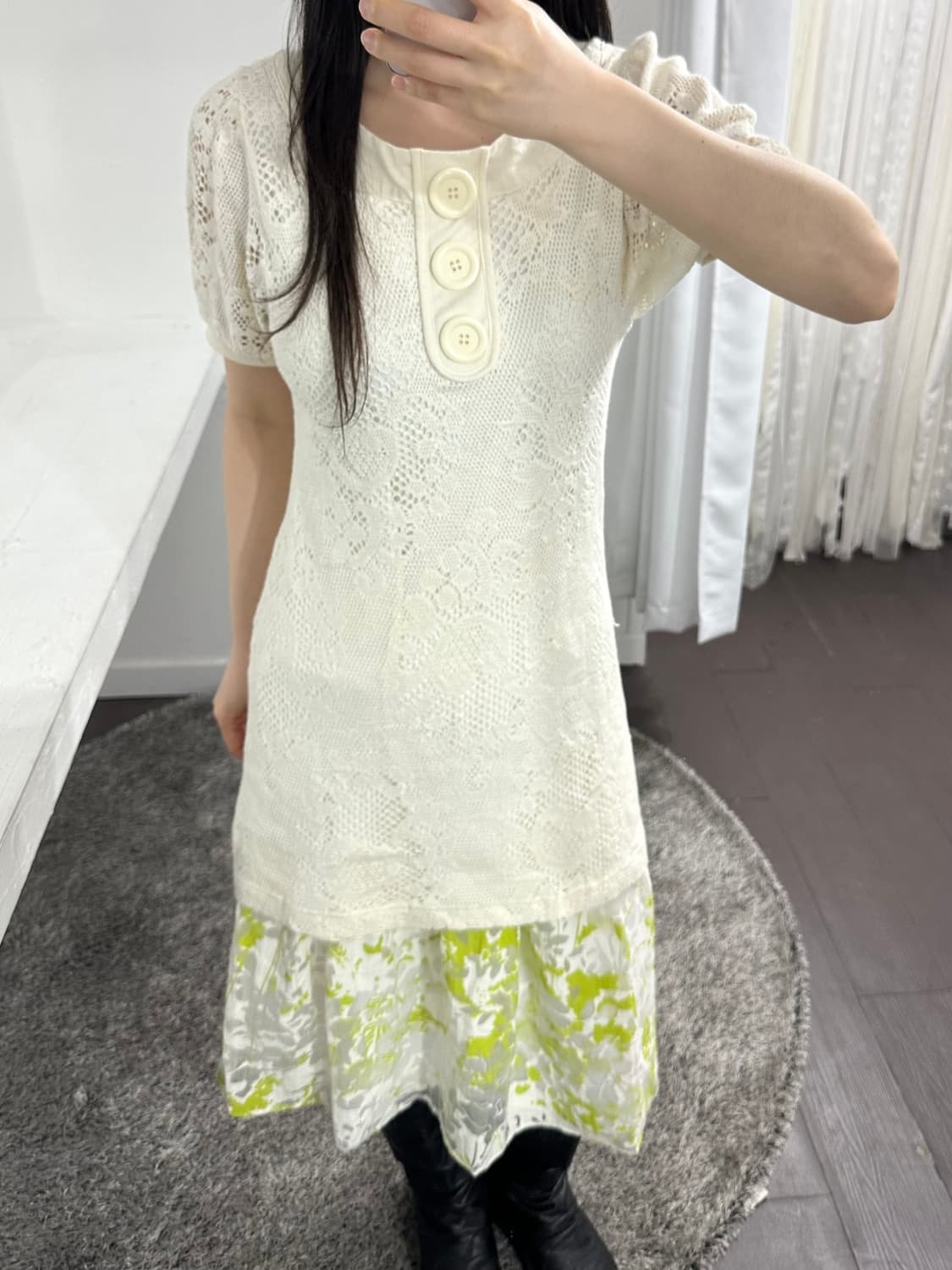 colza crochet big button blouse 상품이미지3