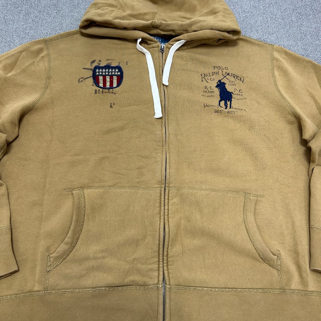 폴로 머스타드 베이지 빅포니 후드집업(2XL) 상품이미지5