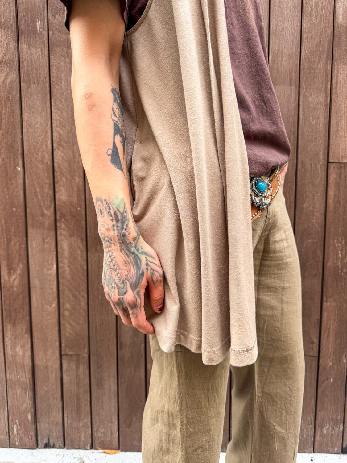 Hooded Drape Sleeveless Cardigan  상품이미지4