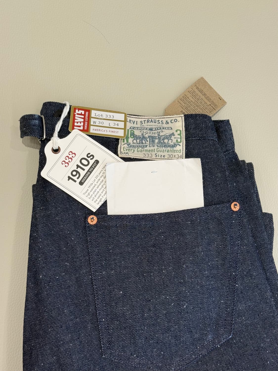 Levi’s 1910 Lot 333 한정판 W30 L34 상품이미지1