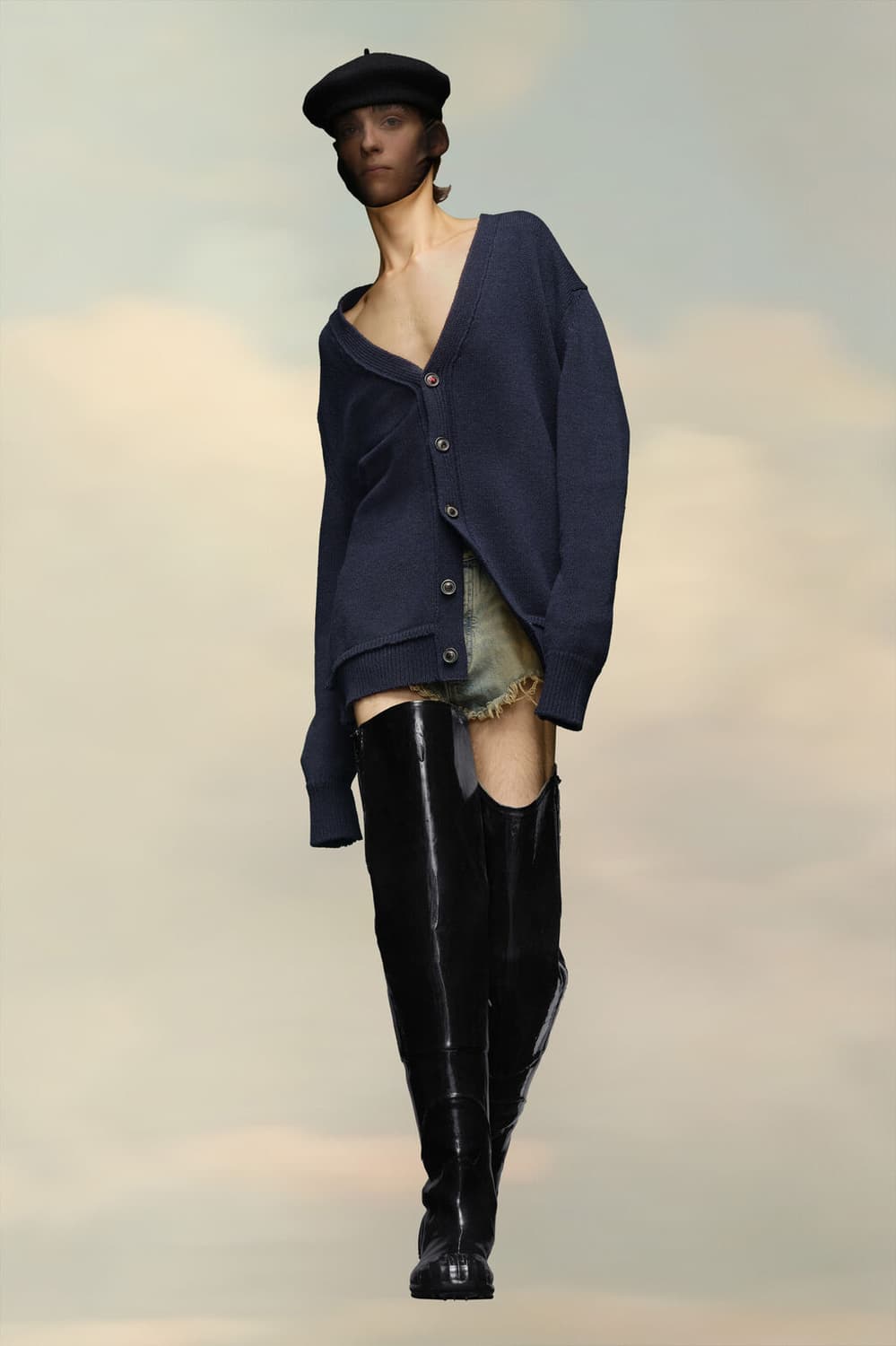 메종 마르지엘라 엘보우 패치 가디건 네이비 상품이미지2