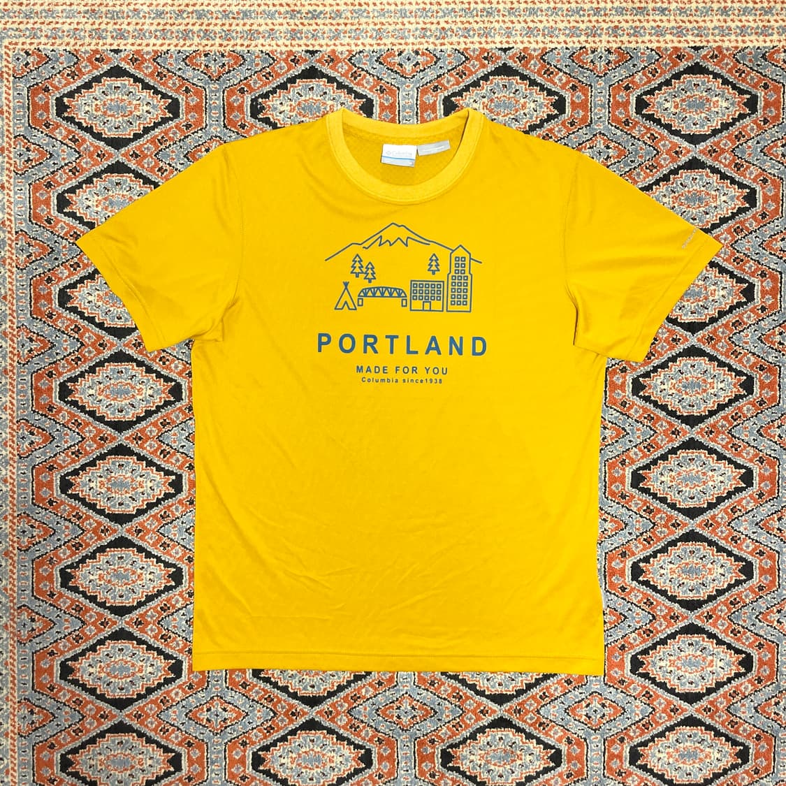 컬럼비아 포틀랜드 프린팅 옐로우 반팔티셔츠 남성M 상품이미지1