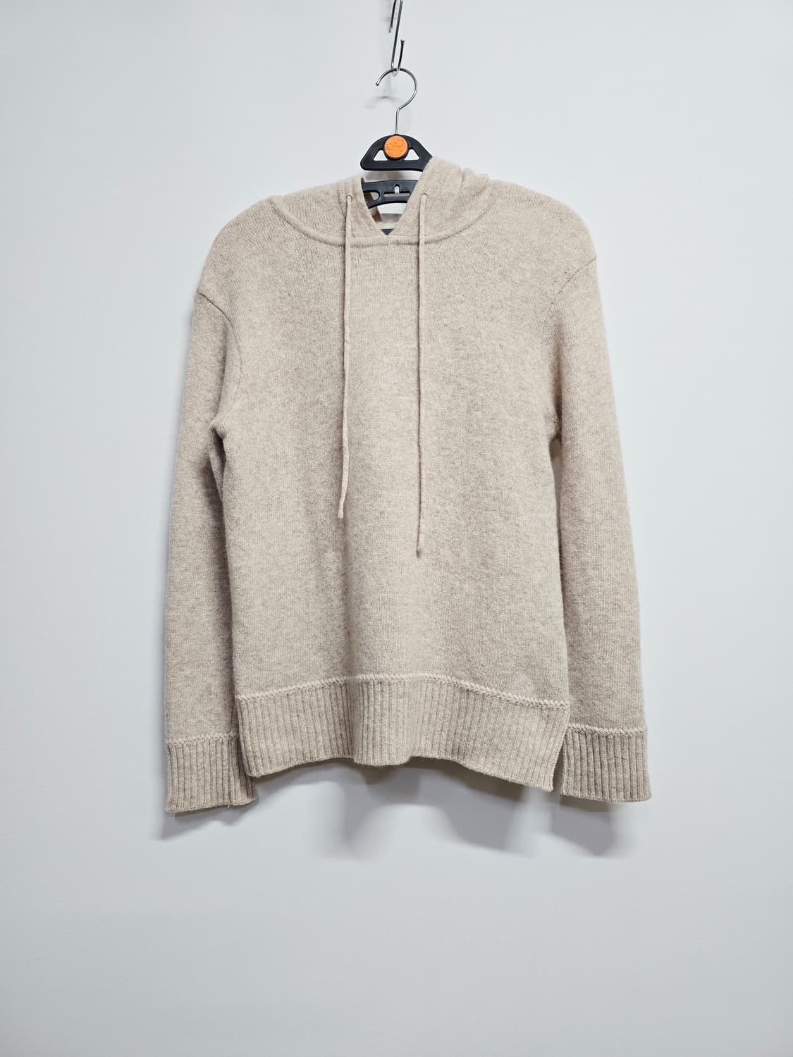 지컷 베이지 니트 후드티 모혼방 상품이미지1