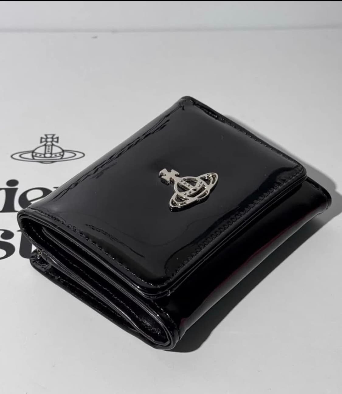 비비안웨스트우드 아카이브 은장 orb 애나멜 블랙 레더 하프월렛 반지갑 상품이미지1