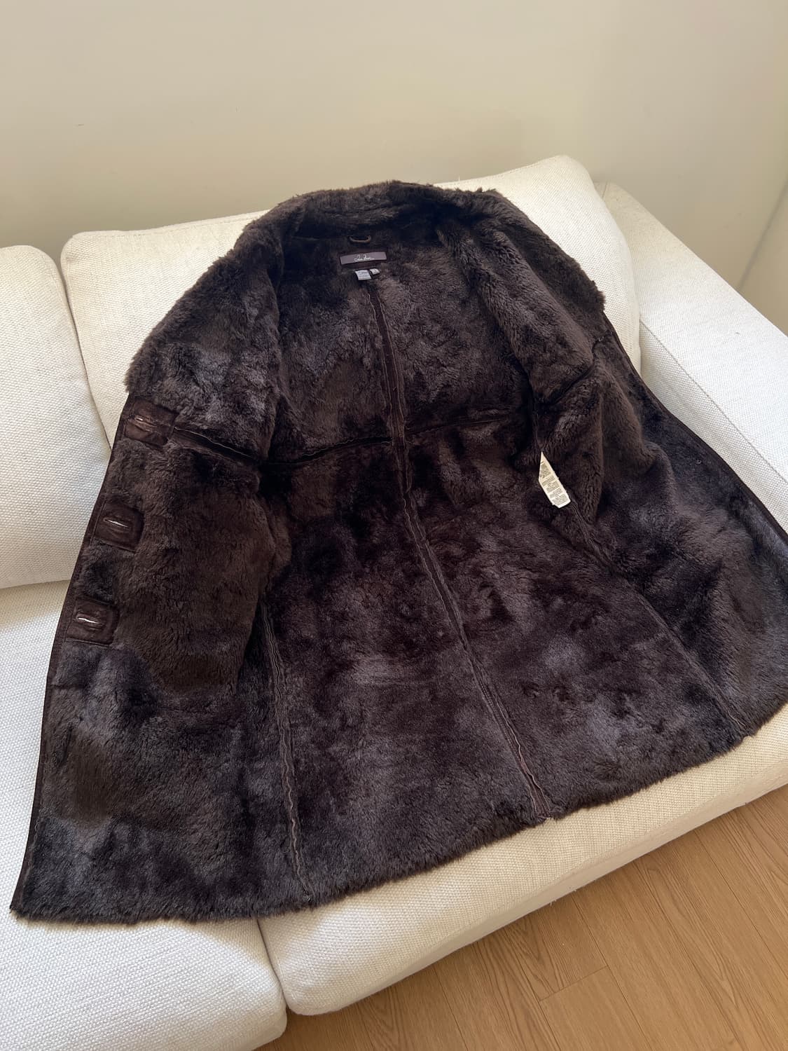 빈티지 다크 브라운 퍼 트리밍 레더 코트 상품이미지4