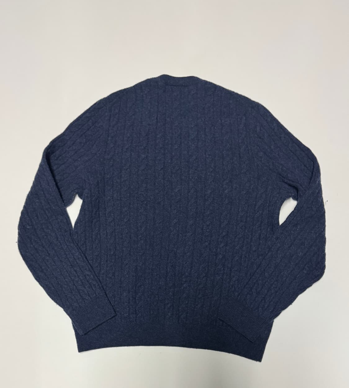 정품!! 여성 라코스테 양모 부클 꽈배기 니트 M 네이비 상품이미지2