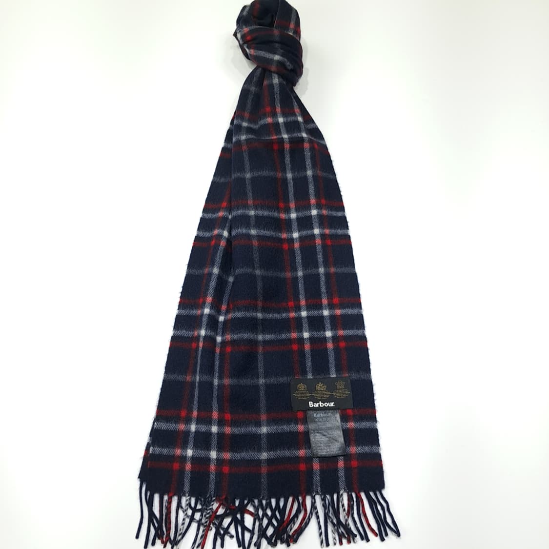 MX442 바버 메리노캐시미어 3로얄워런트 타탄 네이비 머플러 목도리 상품이미지1