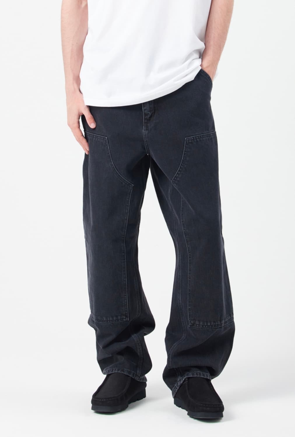 칼하트윕 더블니 팬트 스미스 블랙 워시드 상품이미지3