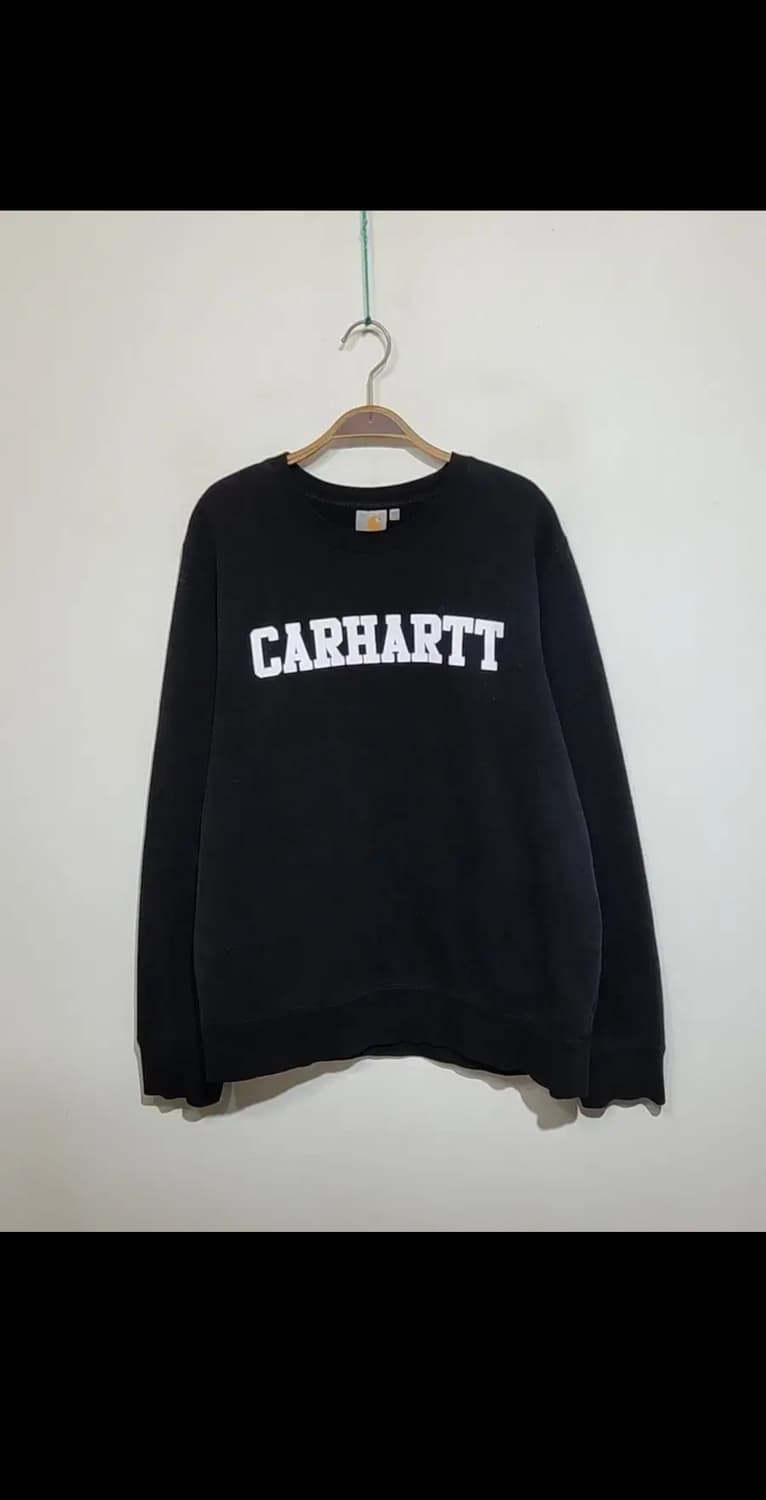 (L) 칼하트 맨투맨 블랙 기모 빅로고 스웨트 티셔츠  상품이미지1