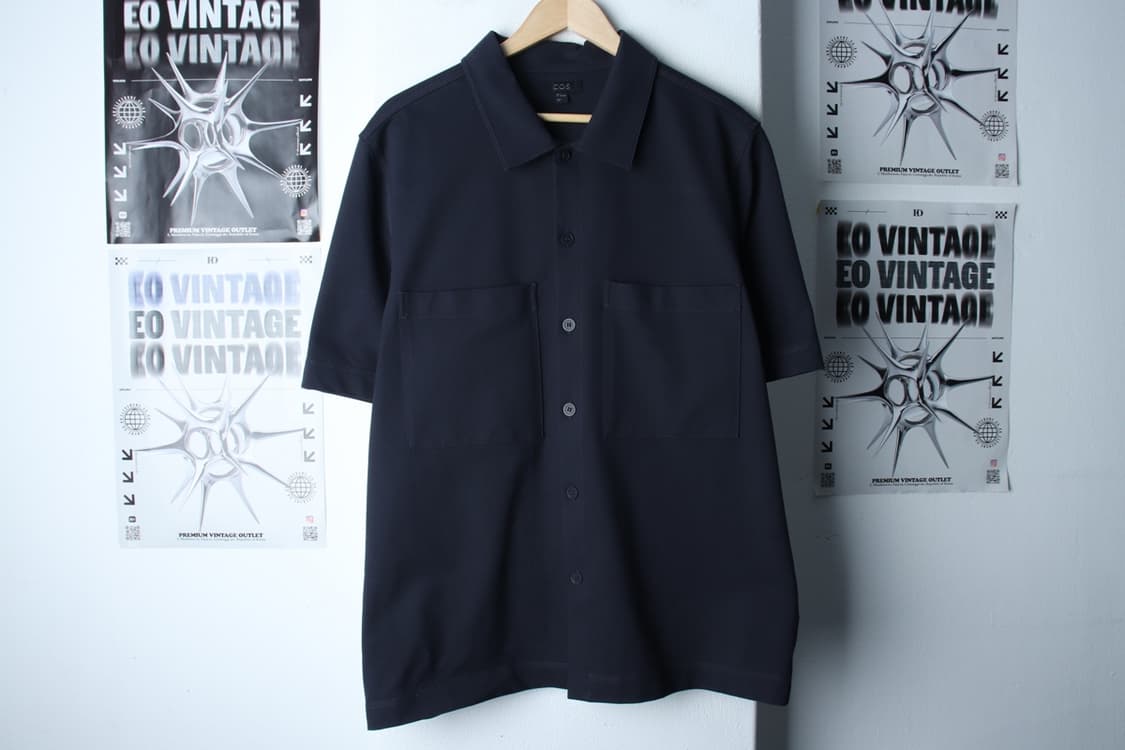 (L-2XL) 코스 반팔 카라 티셔츠 셔츠 남방 네이비 무지-H31741 상품이미지2