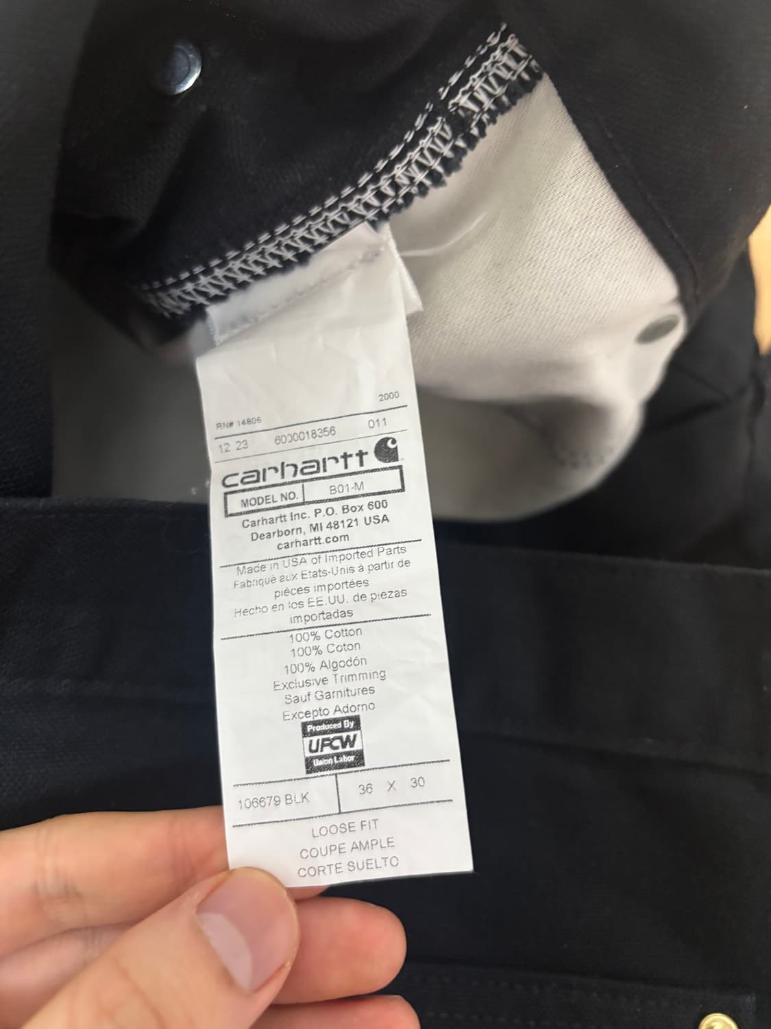 [36x30] 칼하트 b01 더블니 팬츠 블랙 상품이미지6