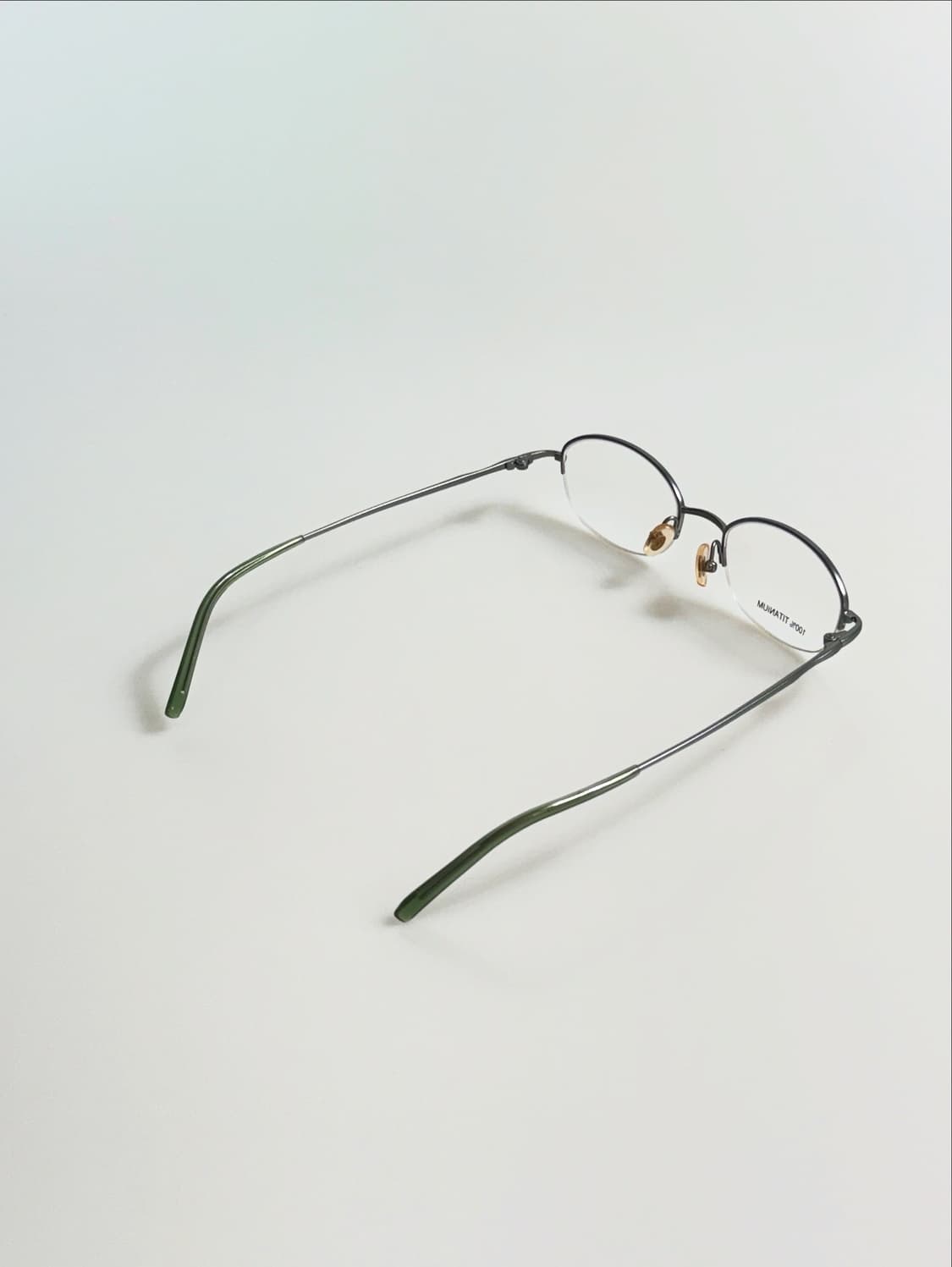 90s 그린 티타늄 스퀘어 반무테 빈티지 안경 상품이미지4