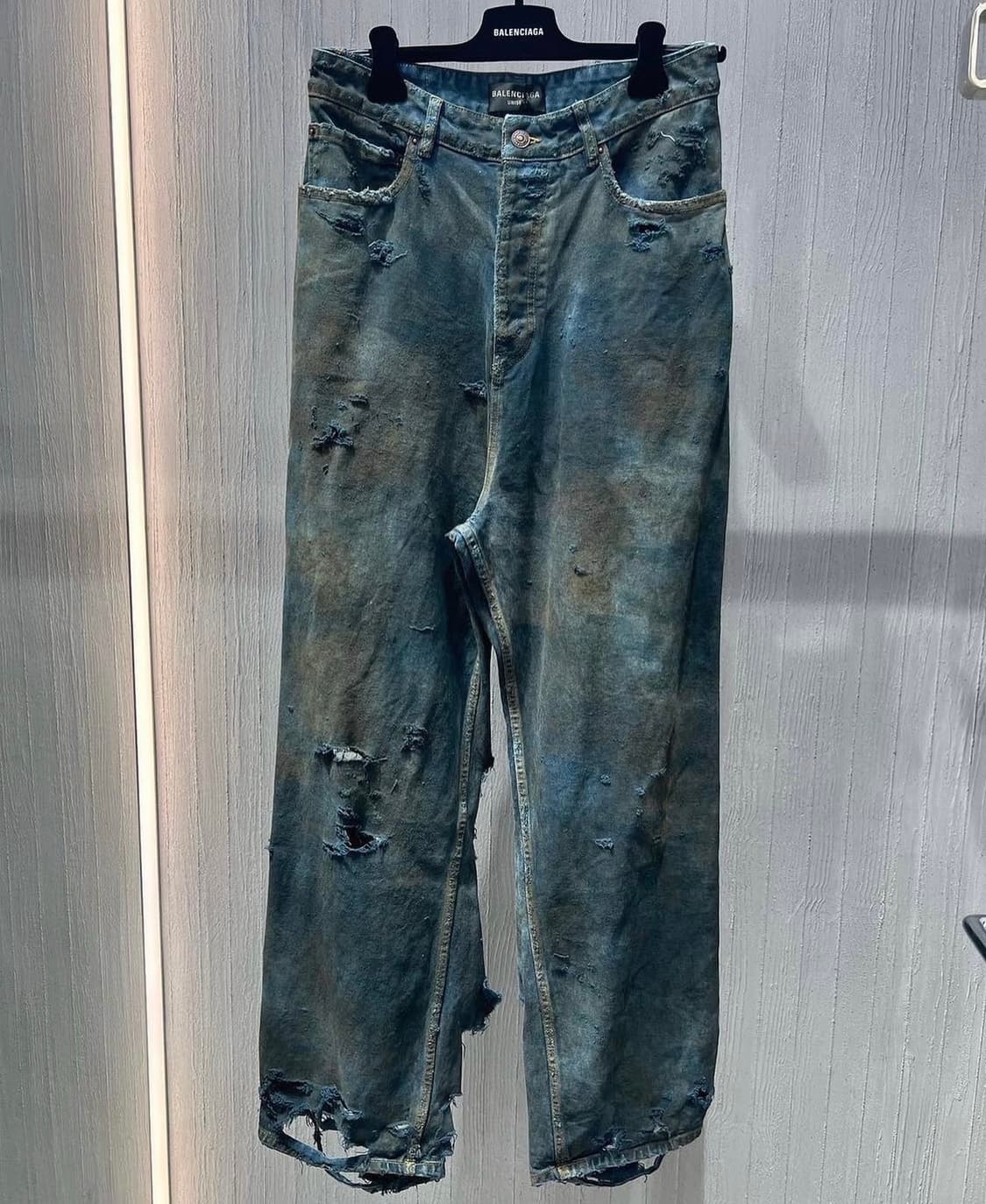 [M] 발렌시아가 슈퍼 디스트로이드  오션블루 배기 데님팬츠 상품이미지1