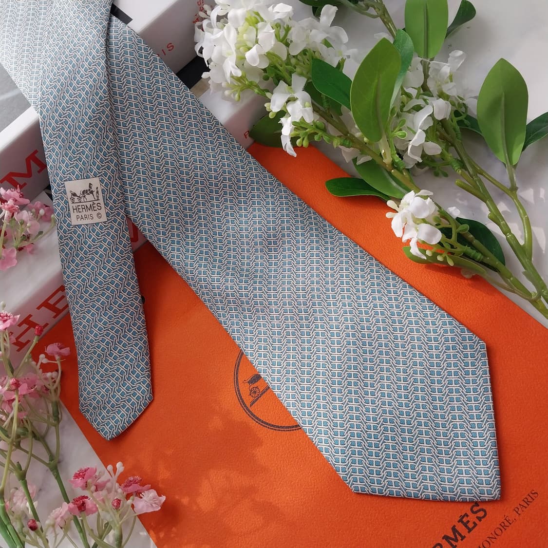 에르메스 실크 H 패턴 넥타이 9.4cm A+등급 K2117 상품이미지2