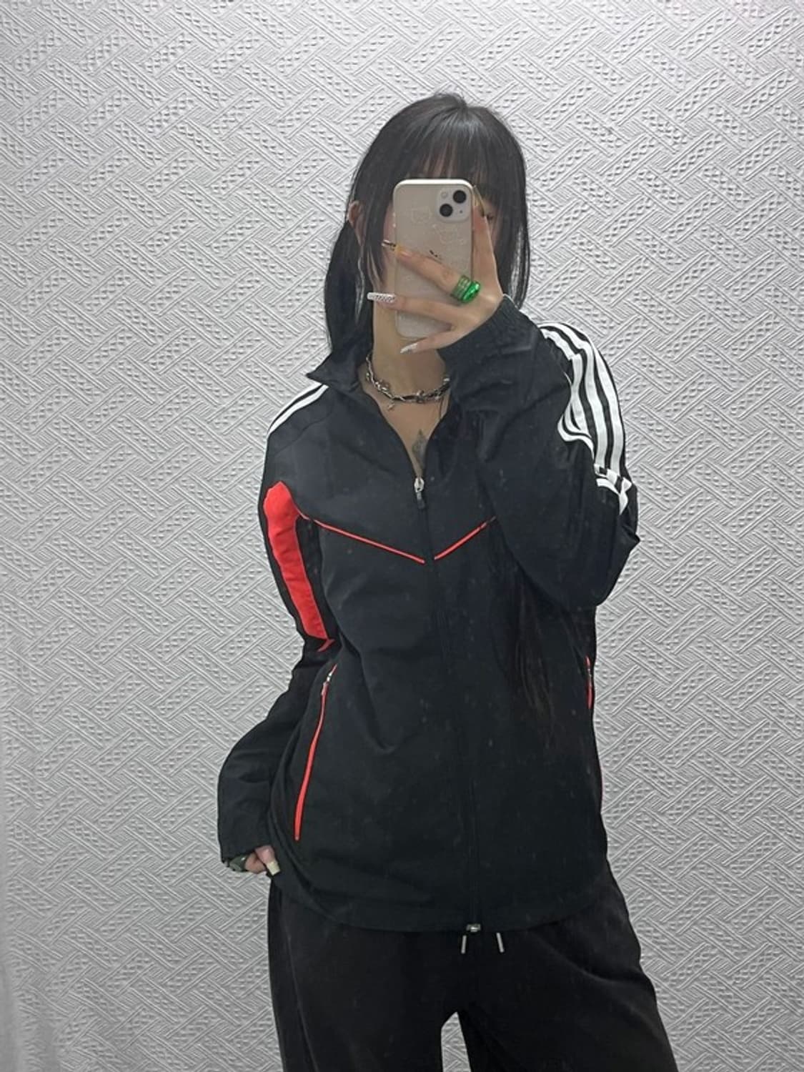 아디다스 Y2K 레트로 네온오렌지 배색 바람막이 자켓 95 C08051 상품이미지1