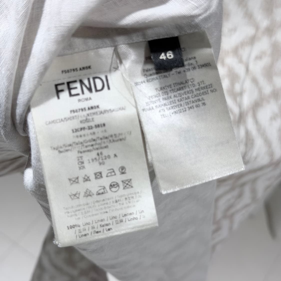 (A+/46) / 펜디 FF 모티프 린넨 반팔 셔츠 상품이미지6