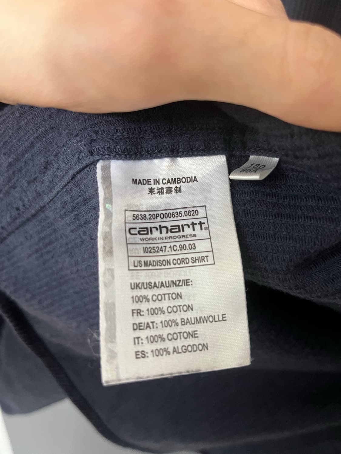 [L] 칼하트 wip 코듀로이 셔츠 네이비 상품이미지4