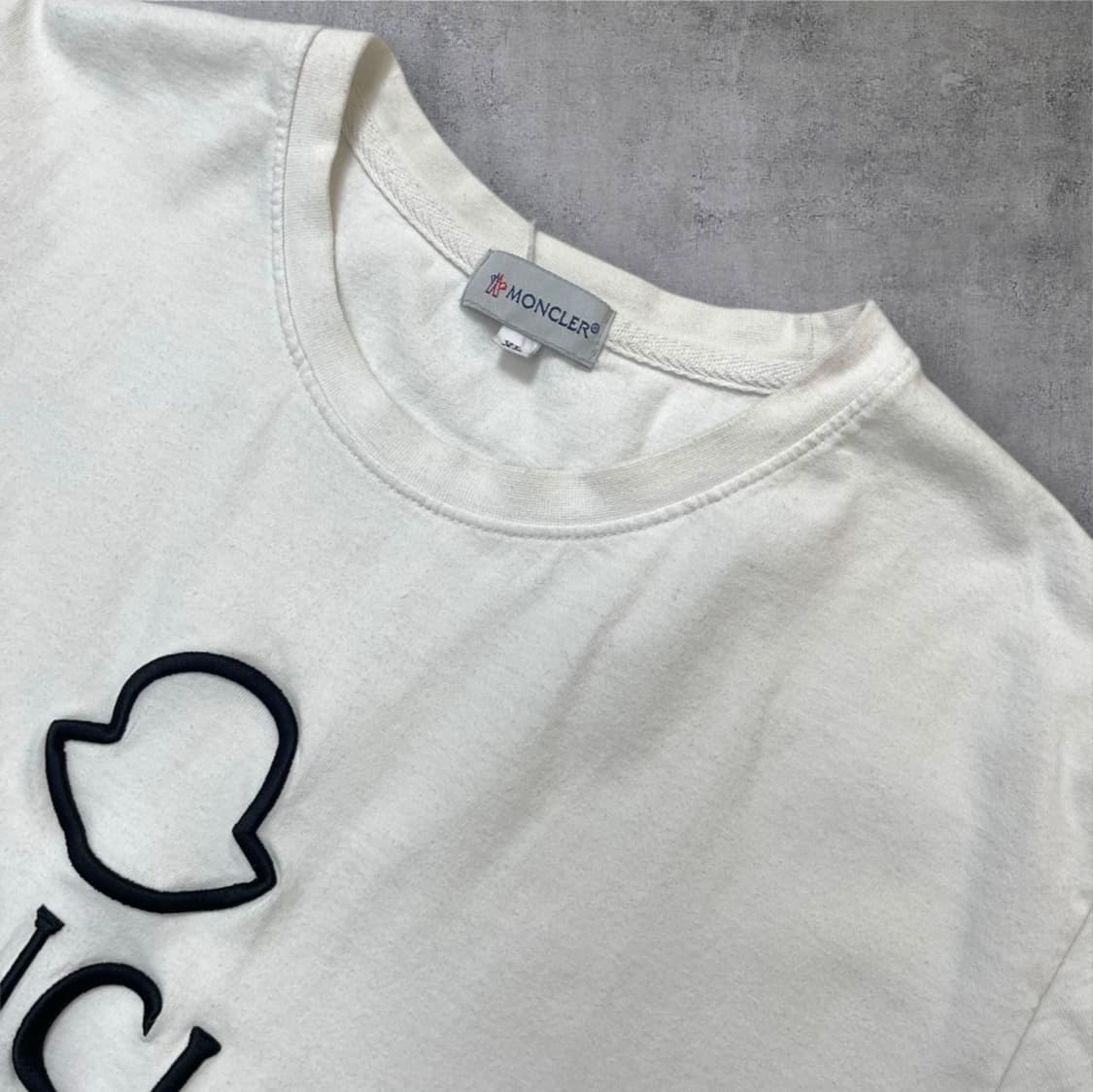 몽클레어 Moncler 화이트 자수 로고 반팔 티셔츠 XL 상품이미지4