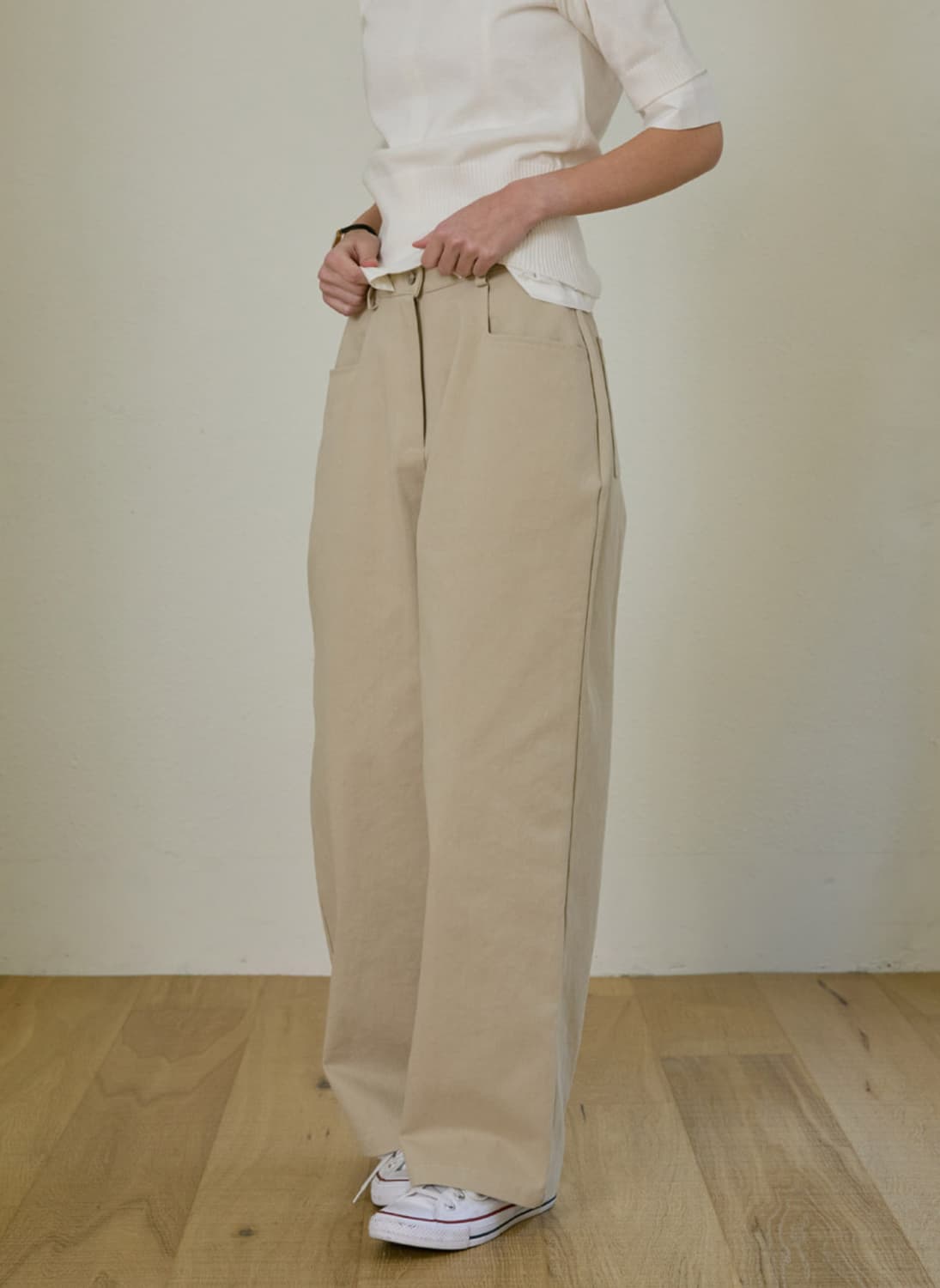 새상품 레터프롬문 코튼 팬츠 베이지 바지 Perry Soft Cotton 상품이미지2