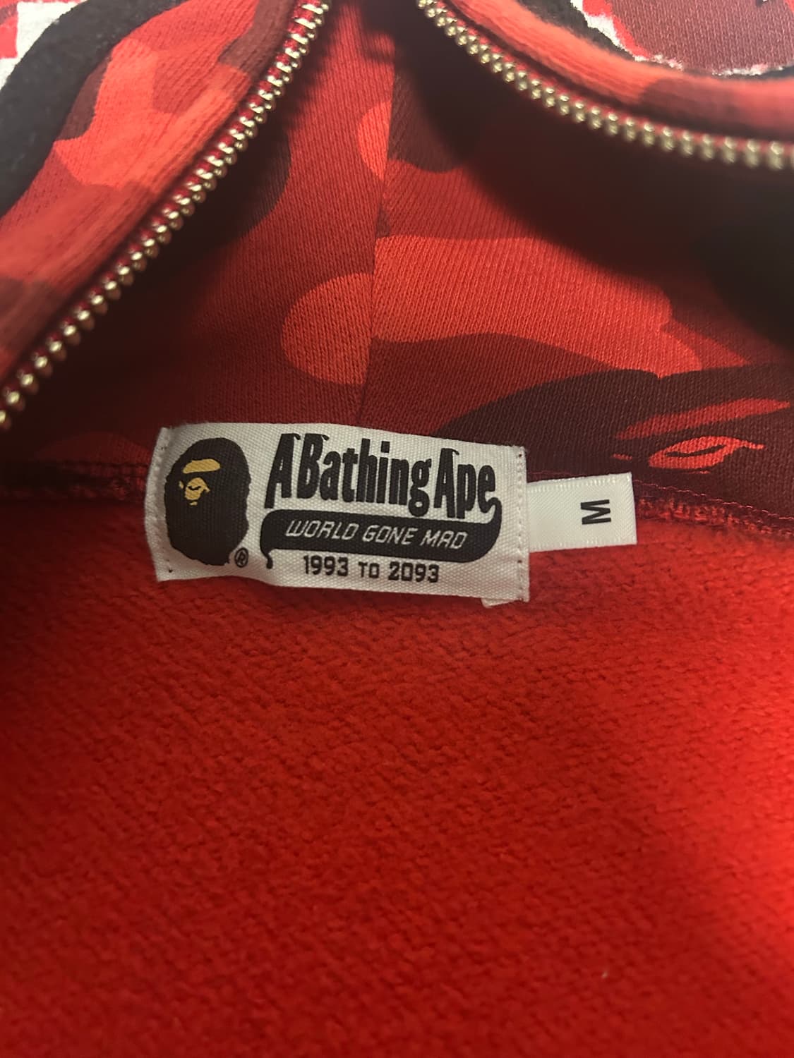 베이프 적계 빨강 레드 후드집업 m 상품이미지8