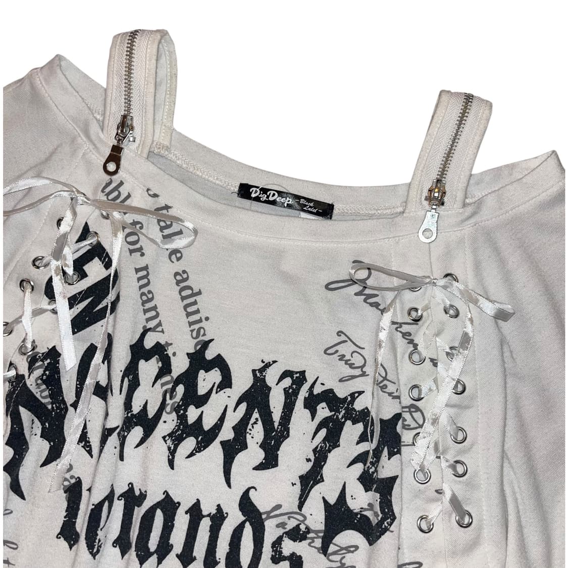 DIG DEEP 디그딥 아일렛 어깨 트임 반팔티 갸루y2k펑크 상품이미지2