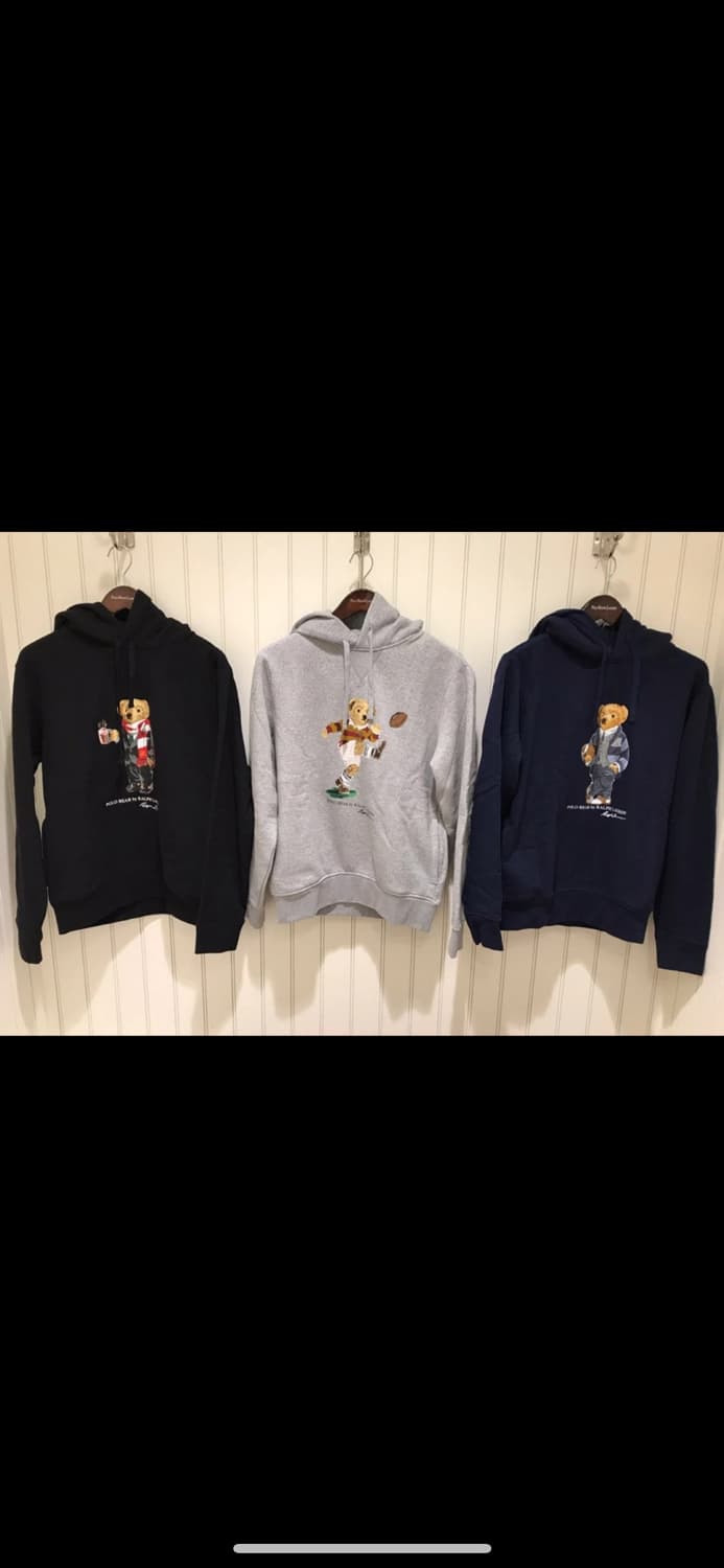 (네고 가능) 폴로 랄프로렌 POLO 곰돌이 폴로베어 후드티 기모 블랙  상품이미지1