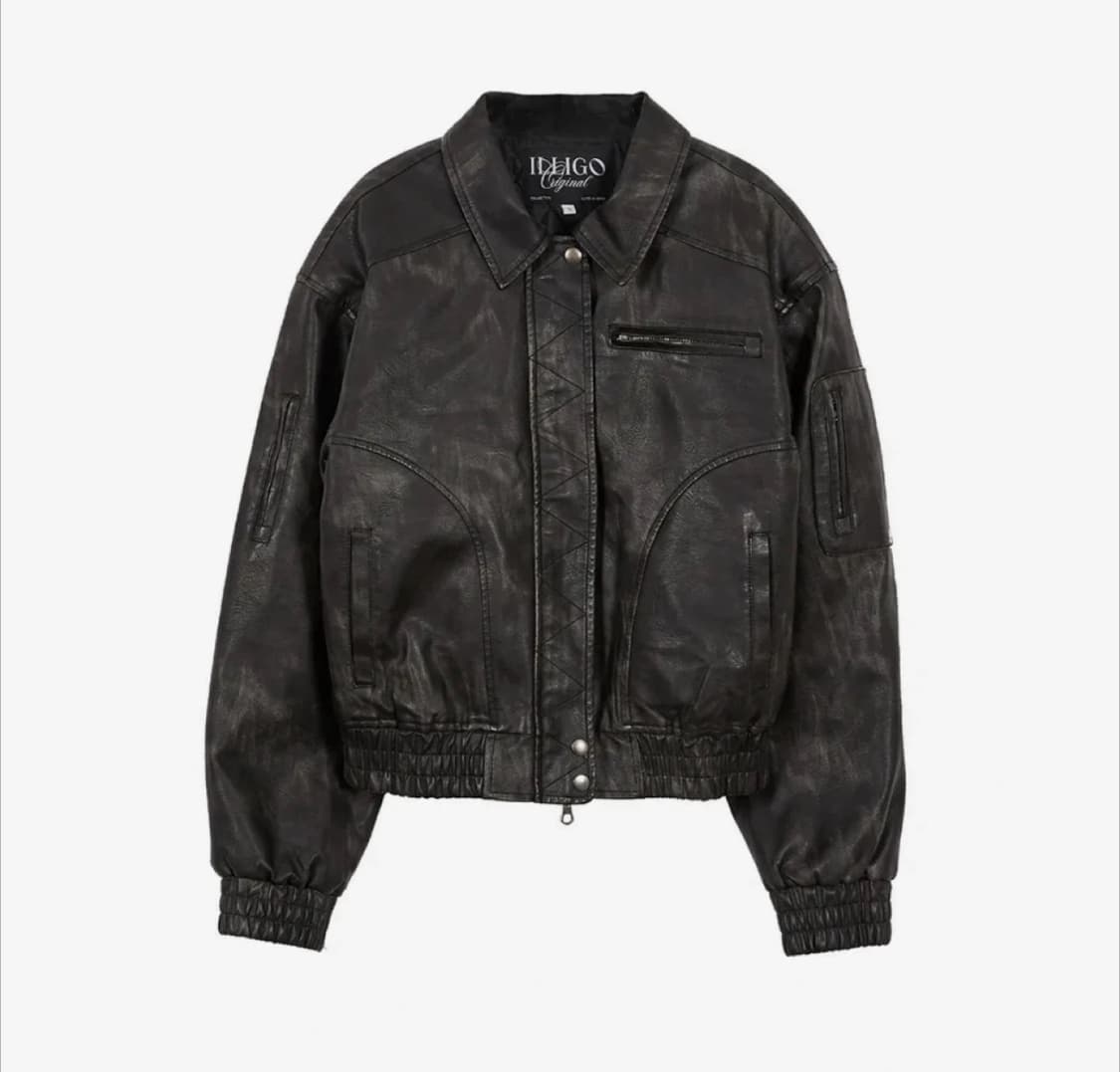 일리고 레더 봄버 자켓 상품이미지3
