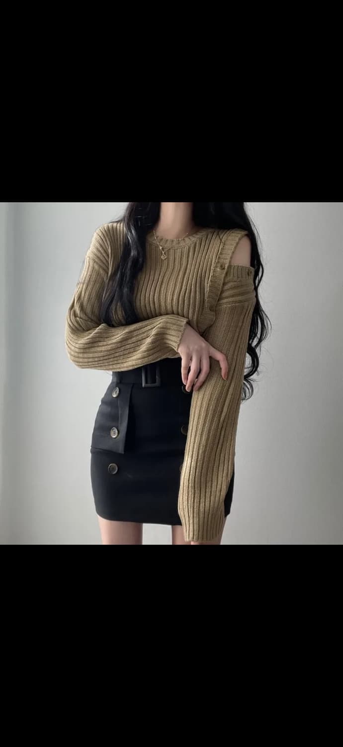 어깨 트임 골지니트 상품이미지1