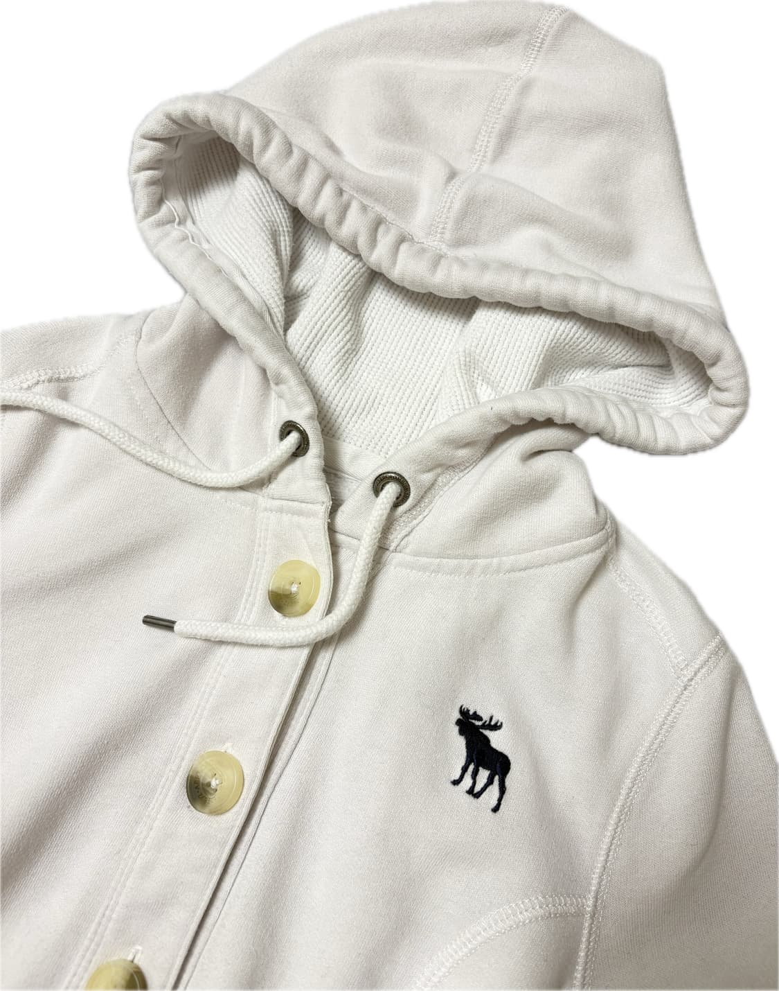 아베크롬비 버튼 후드집업 화이트 S 딱붙핏 상품이미지3