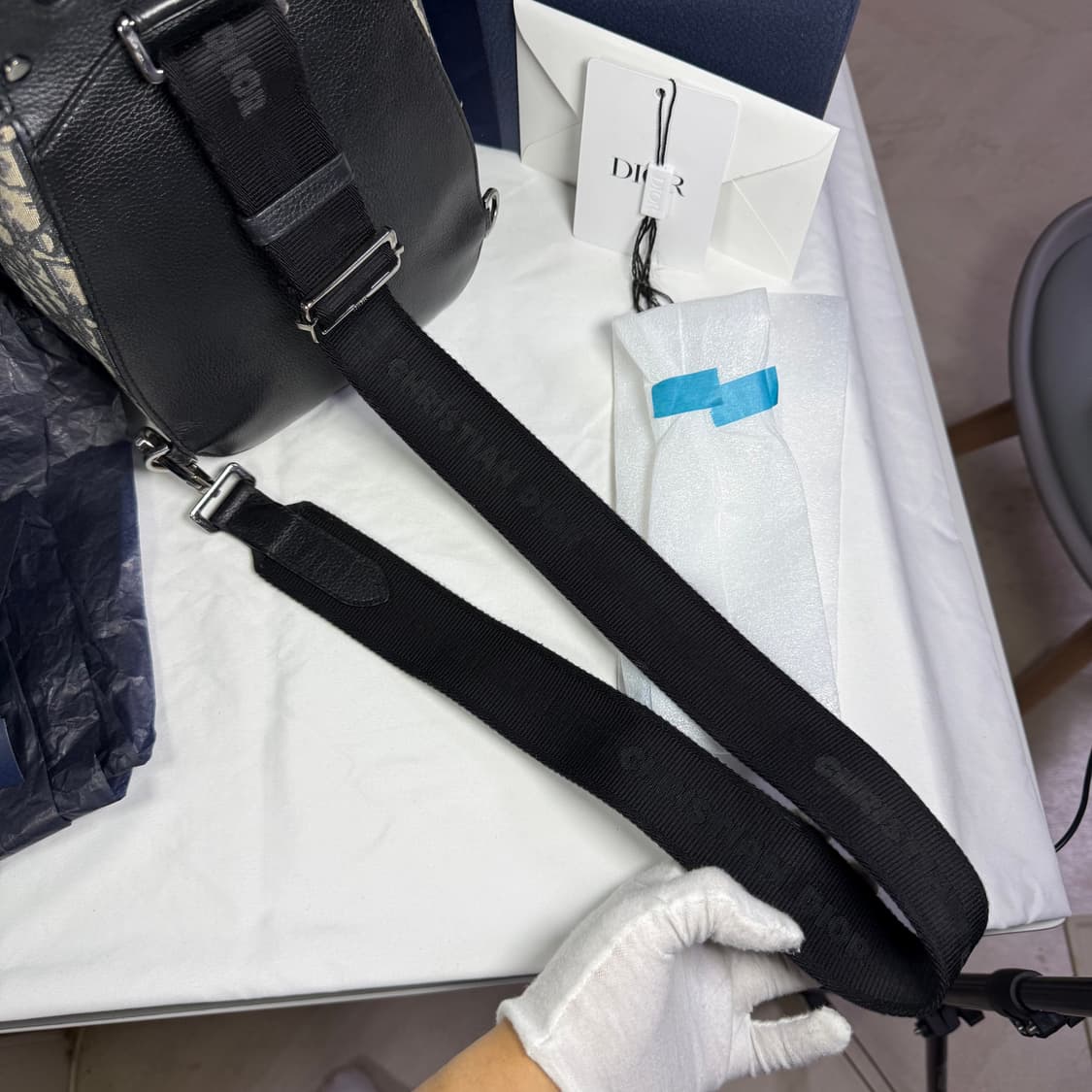 [풀구성] 디올 오블리크 자카드 그레인드 카프스킨 갤럽 슬링백 숄더백   상품이미지5