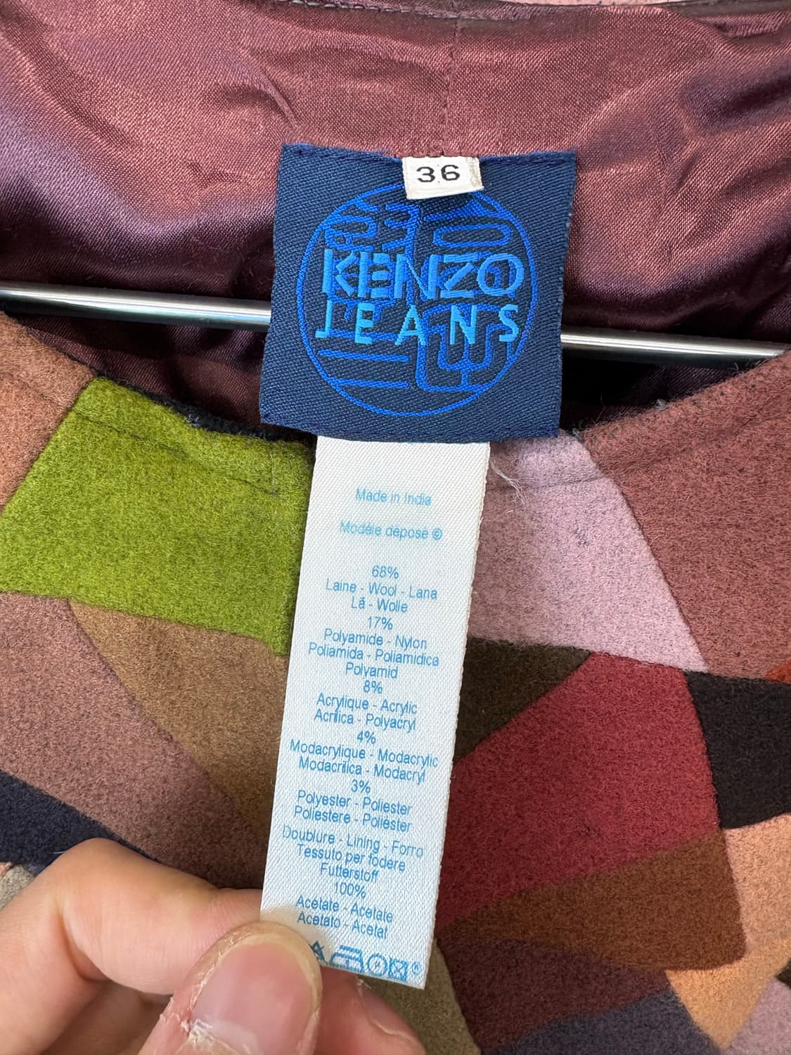 겐조 90s 빈티지 패치워크 울 자켓 상품이미지6