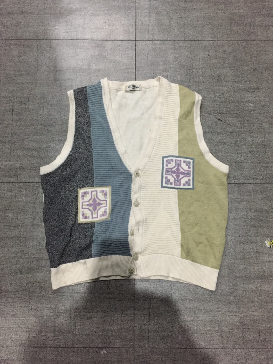 일본빈티지 Glemorg 올드스쿨아메카지 혁오풍너드남 니트베스트조끼 상품이미지1