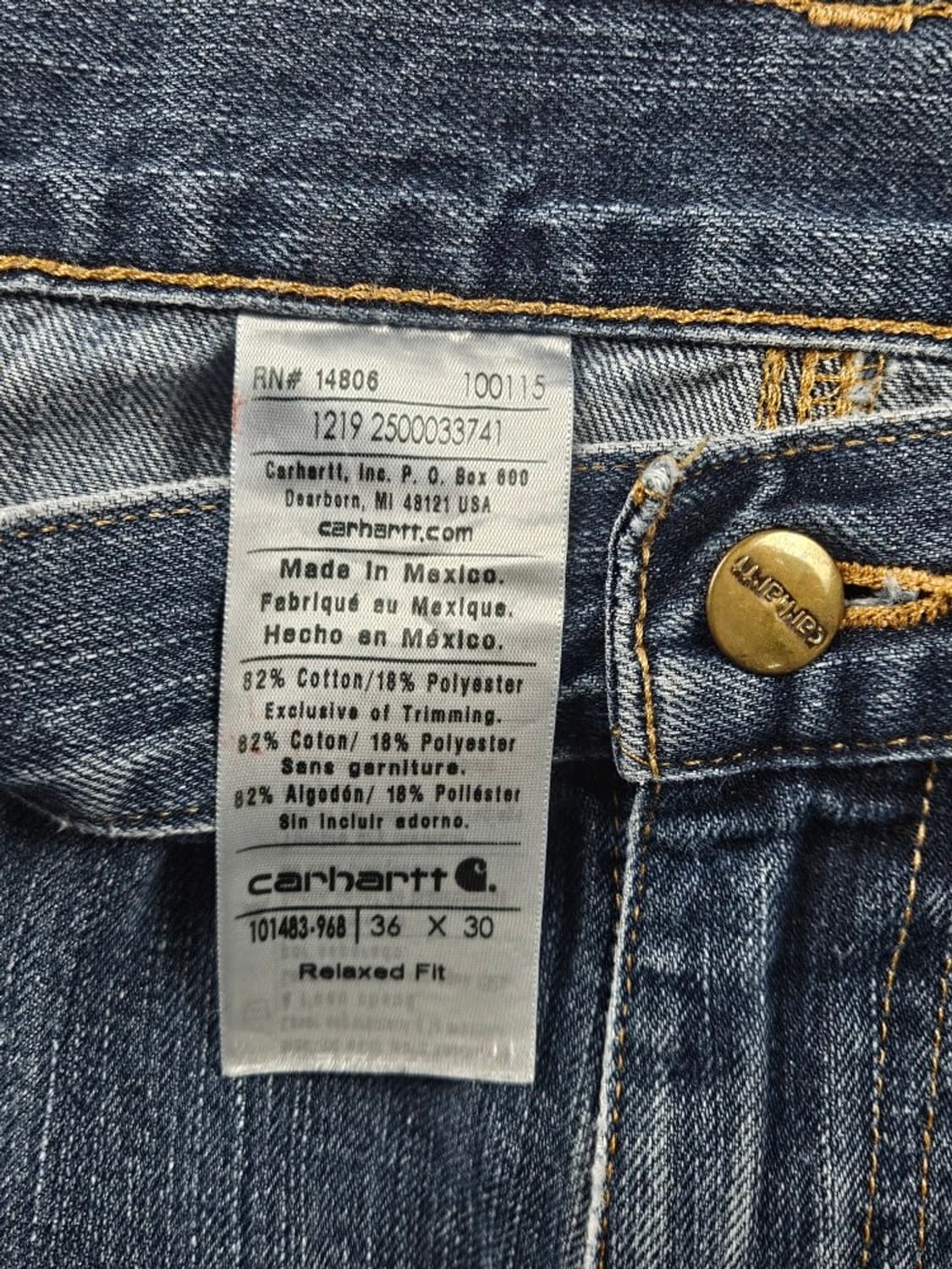 칼하트 데님 워크 팬츠 ( 36X30 ) / 10911 상품이미지7