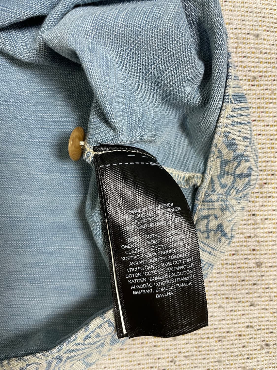 RRL 프린트 인디고 저지 캠프 셔츠(M) 상품이미지4