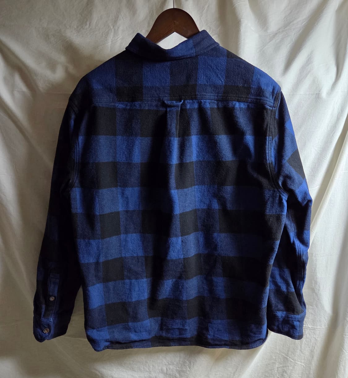 JACHS 코튼 체크 셔츠 남방 블루 블랙 XL 상품이미지4