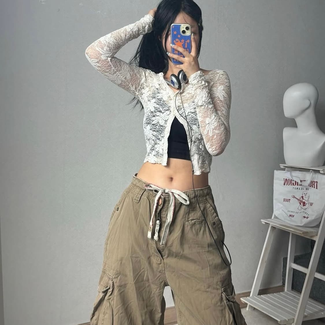 미라이클립 플라워 레이스 시스루 가디건 빈티지 상품이미지1