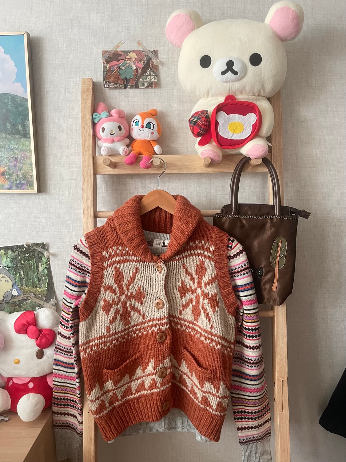 모리걸 빈티지 히피 노르딕 조끼 세트 🧡💗🩶 상품이미지1