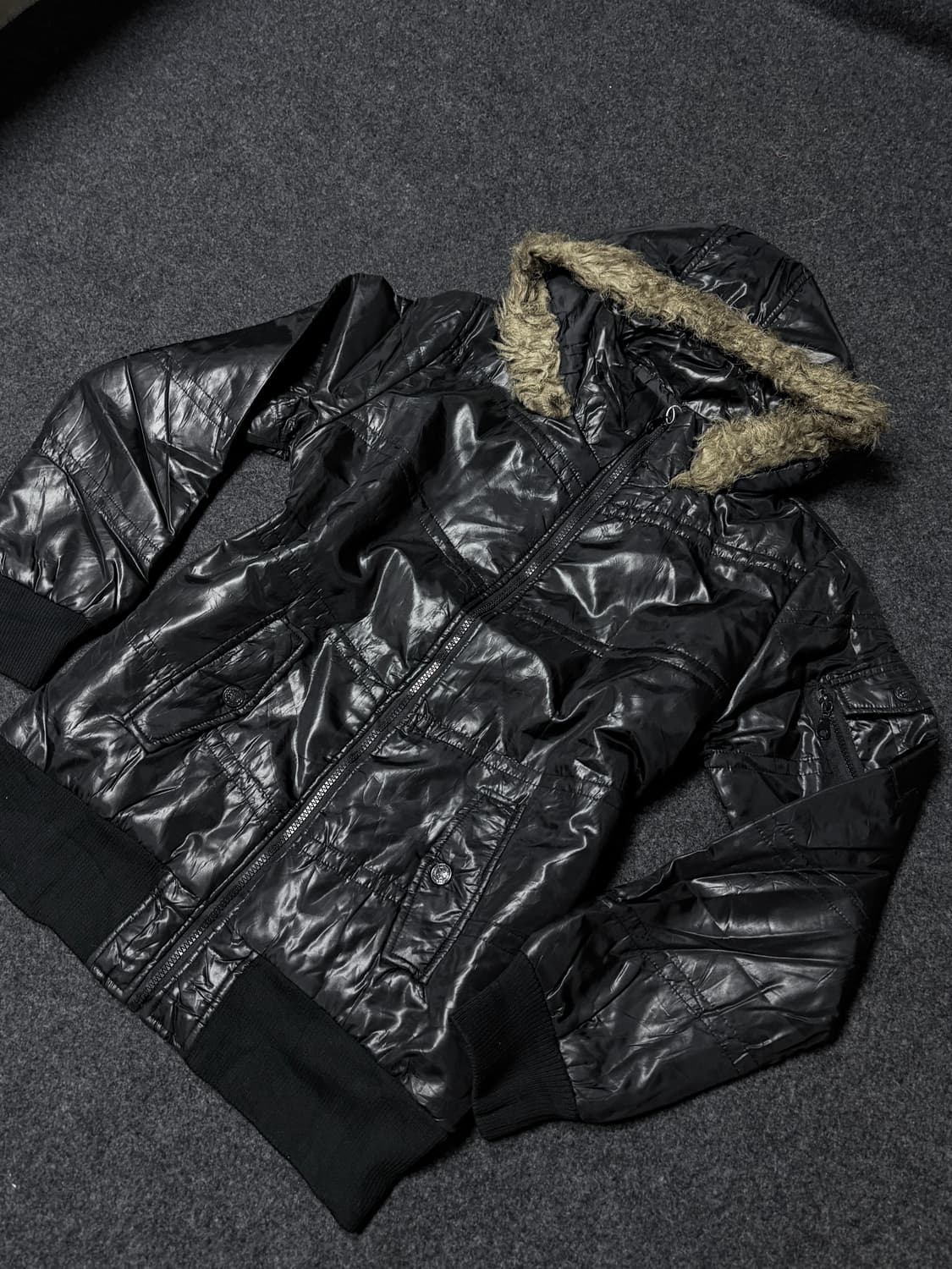 Vintage 00's v-kei Y2k Punk fur hood 상품이미지2