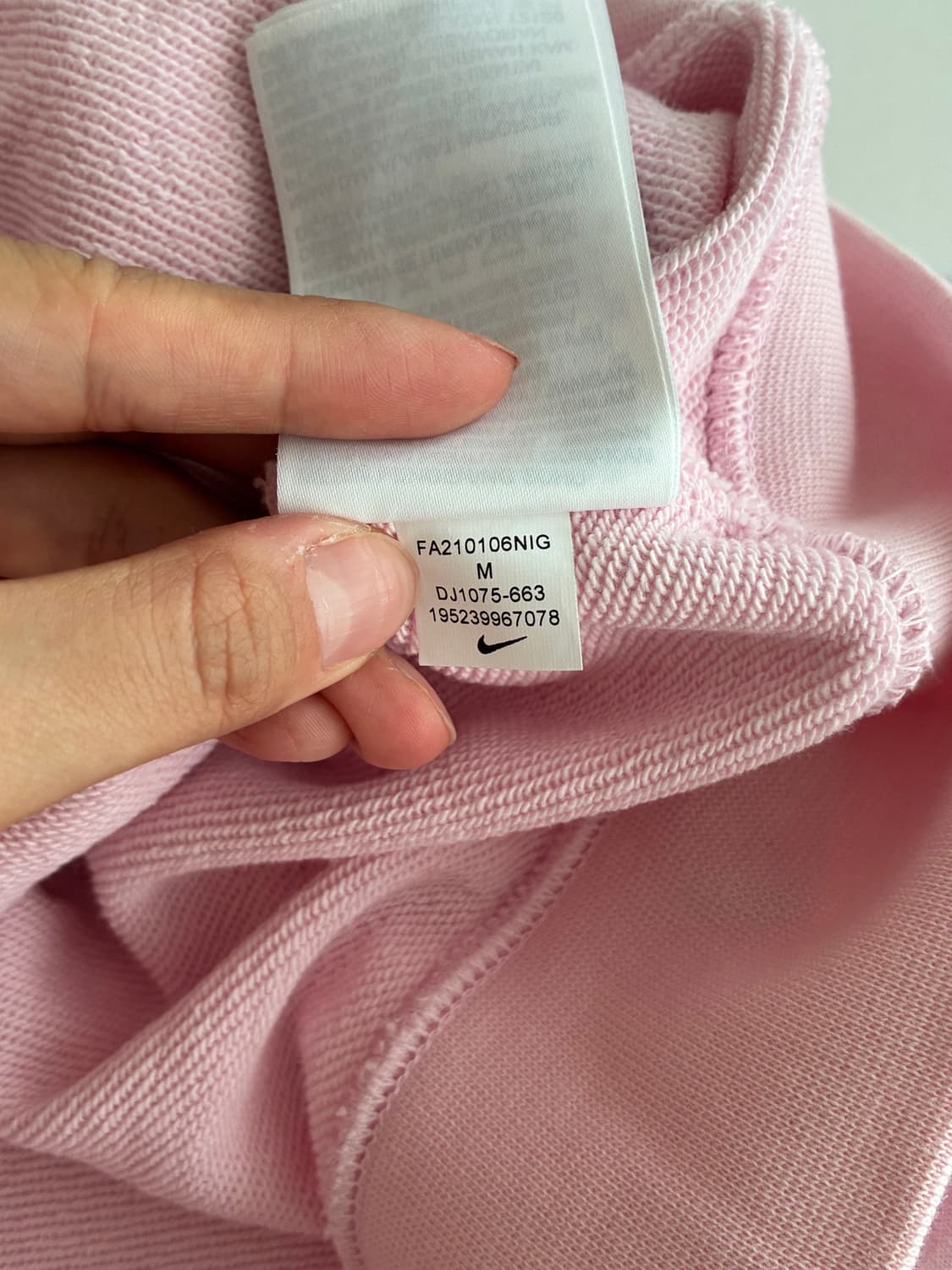 M) 나이키 스우시 크롭 후드 티셔츠 베이비핑크 상품이미지8