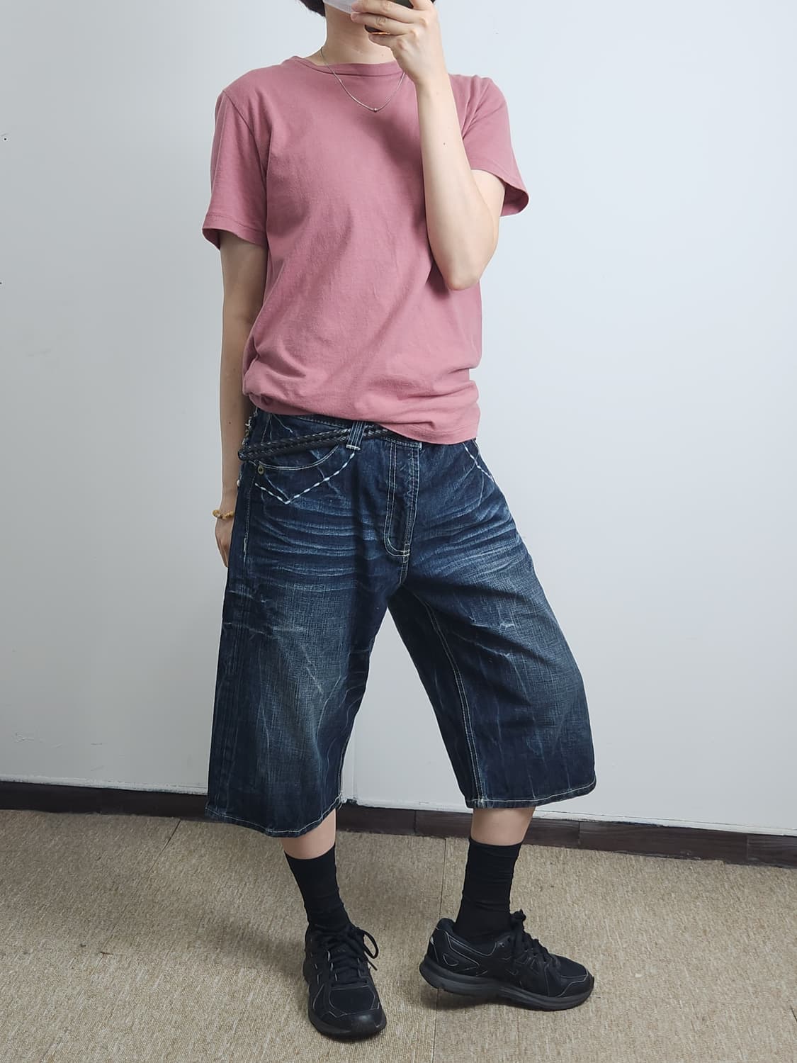 크랙 버뮤다 데님 팬츠 상품이미지4