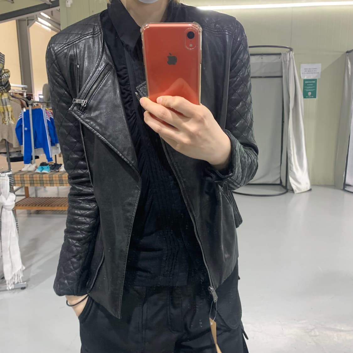 DKNY 00s 퀼팅 양가죽 비대칭사선투웨이지퍼 라이더자켓 블랙 도나카란 상품이미지2