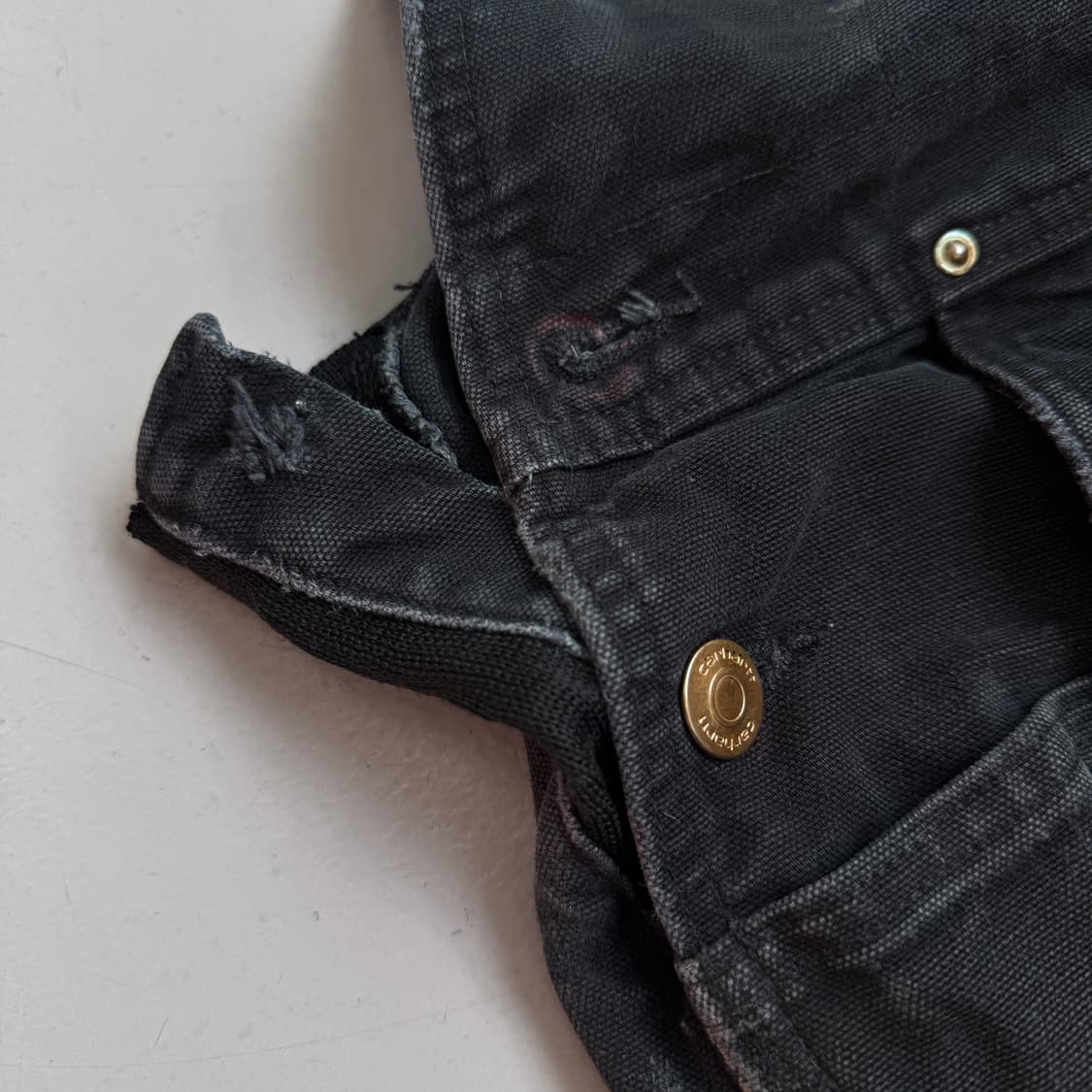 칼하트 OG 덕캔버스 페이드 더블니 워크 오버롤 멜빵 블랙 상품이미지8