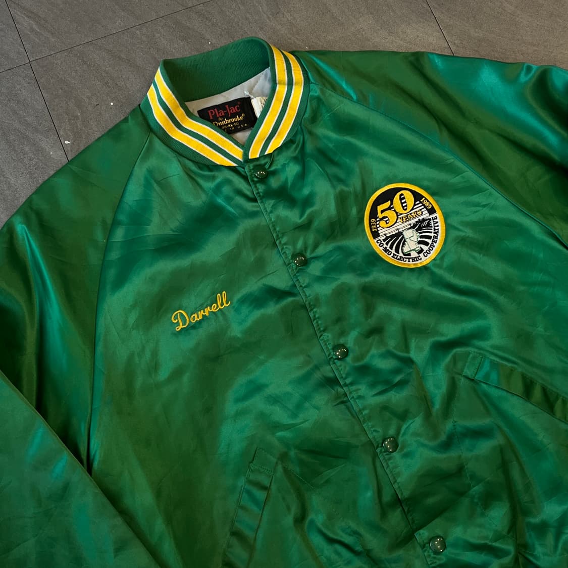 90년대 미국 생산 pla-jac 그린 세틴 자켓 상품이미지3