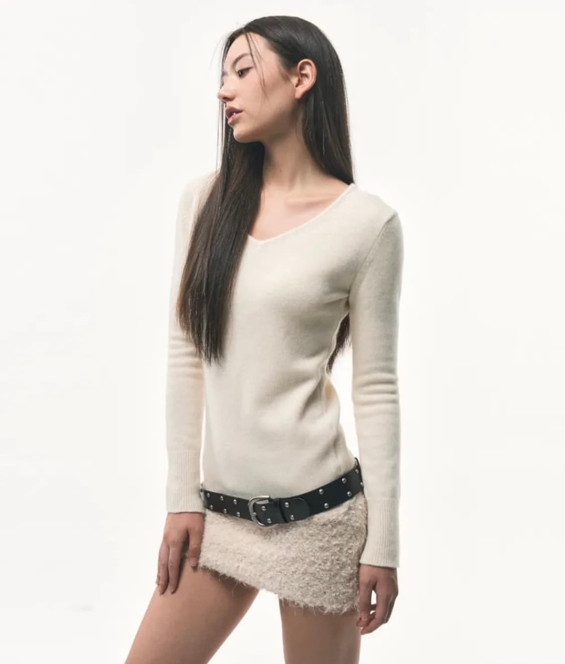 hairy knit dress (white) 상품이미지1