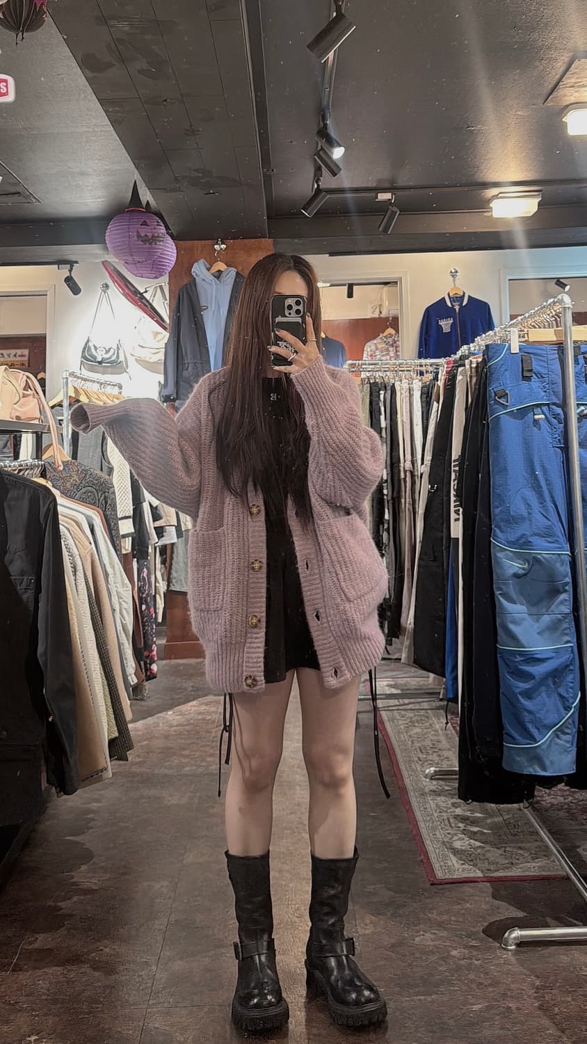 zara 자라 오버핏 앙고라 울 아방가르드 핑크 니트 가디건 M 상품이미지5